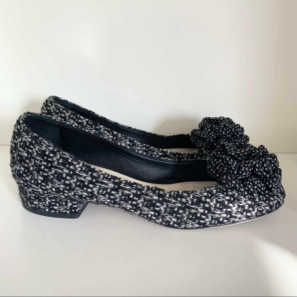 Chanel tweed camellia ballerinas